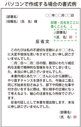 パワハラの反省文