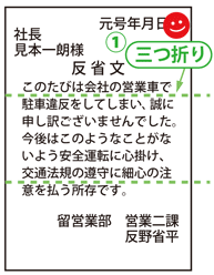 反省文の封筒・折り方