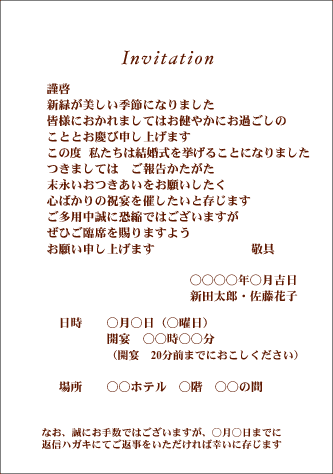 披露宴の招待状