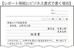 始末書の書き方（レポート用紙にビジネス文書の書式）