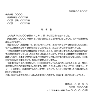 始末書見本画像